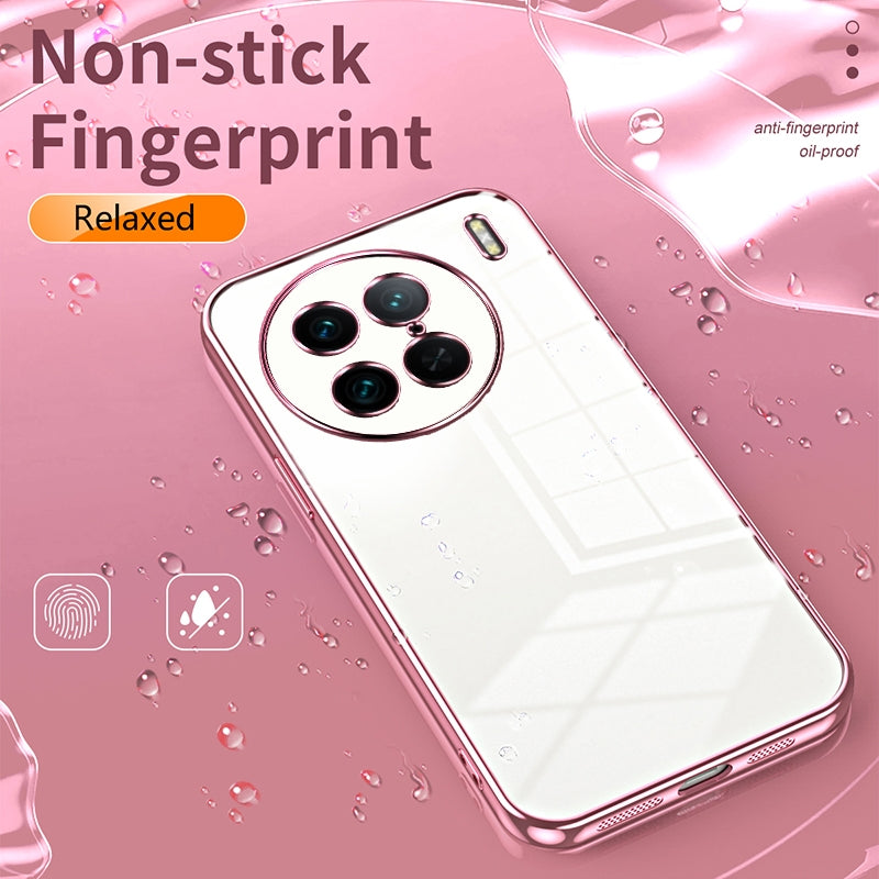 For vivo X90 Pro Phone Case with Transparent Plating and Fine Hole Design: Crystal Clear & Scratch-Resistant