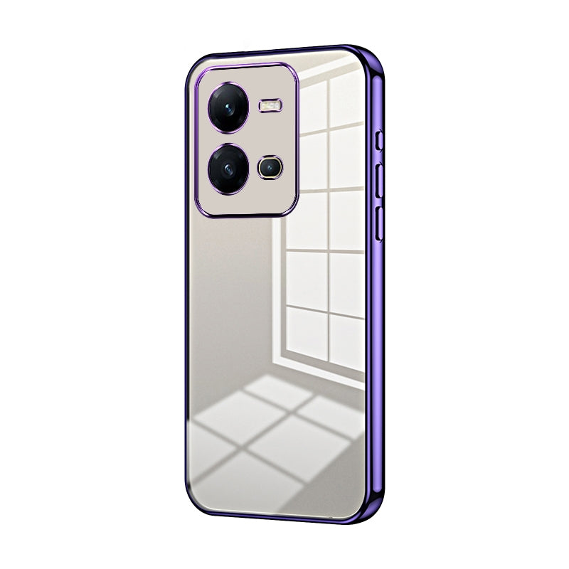 For vivo V25e Phone Case with Transparent Plating and Fine Hole Design: Crystal Clear & Scratch-Resistant