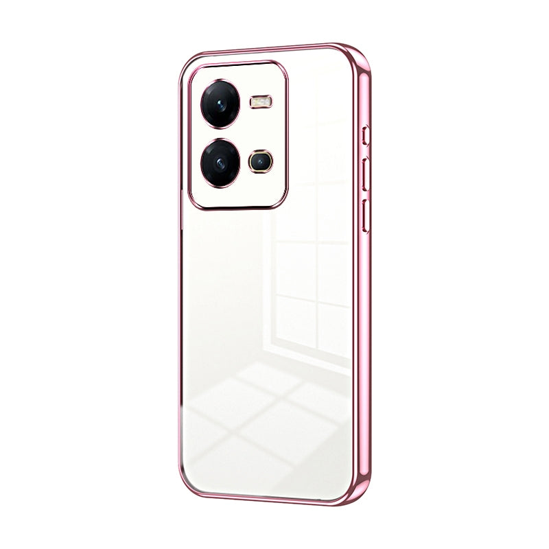 For vivo V25e Phone Case with Transparent Plating and Fine Hole Design: Crystal Clear & Scratch-Resistant