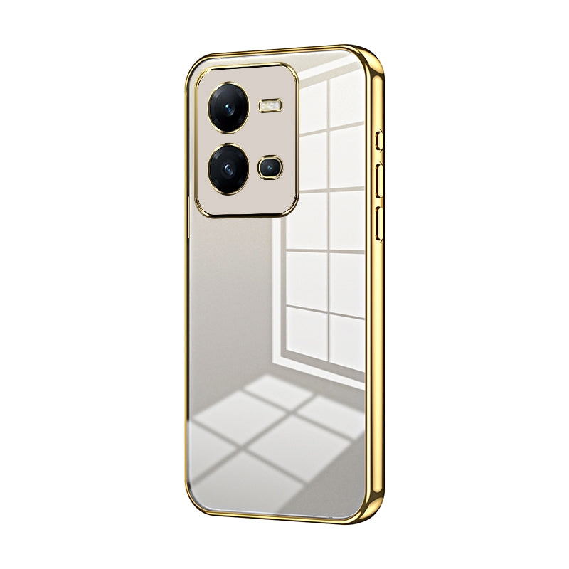 For vivo V25e Phone Case with Transparent Plating and Fine Hole Design: Crystal Clear & Scratch-Resistant