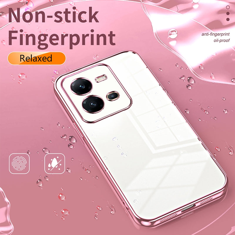 For vivo V25e Phone Case with Transparent Plating and Fine Hole Design: Crystal Clear & Scratch-Resistant