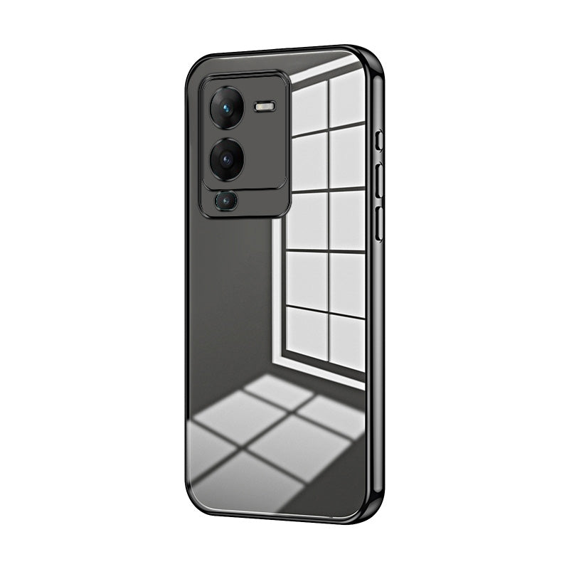 For vivo V25 Pro Phone Case with Transparent Plating and Fine Hole Design: Crystal Clear & Scratch-Resistant