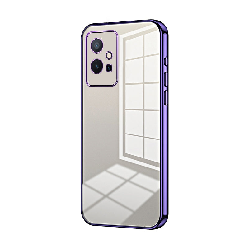 For vivo Y75 5G Phone Case with Transparent Plating and Fine Hole Design: Crystal Clear & Scratch-Resistant