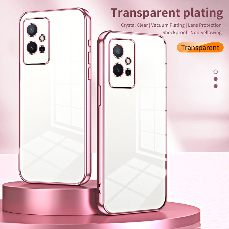For vivo Y75 5G Phone Case with Transparent Plating and Fine Hole Design: Crystal Clear & Scratch-Resistant