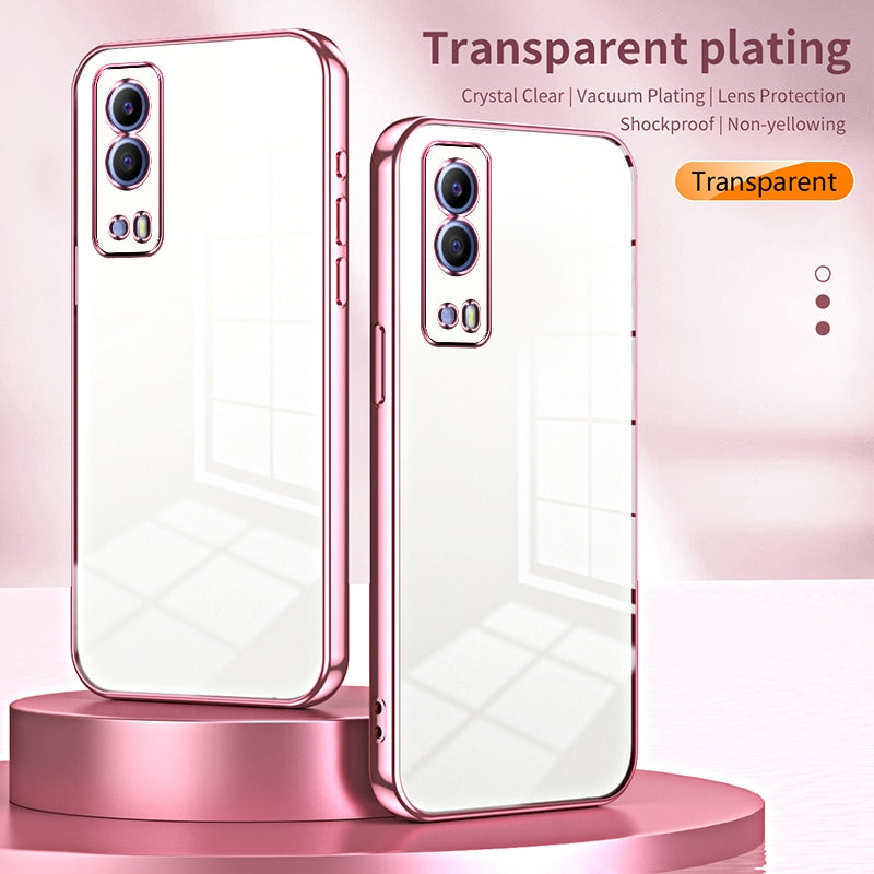For vivo T1x 5G Phone Case with Transparent Plating and Fine Hole Design: Crystal Clear & Scratch-Resistant