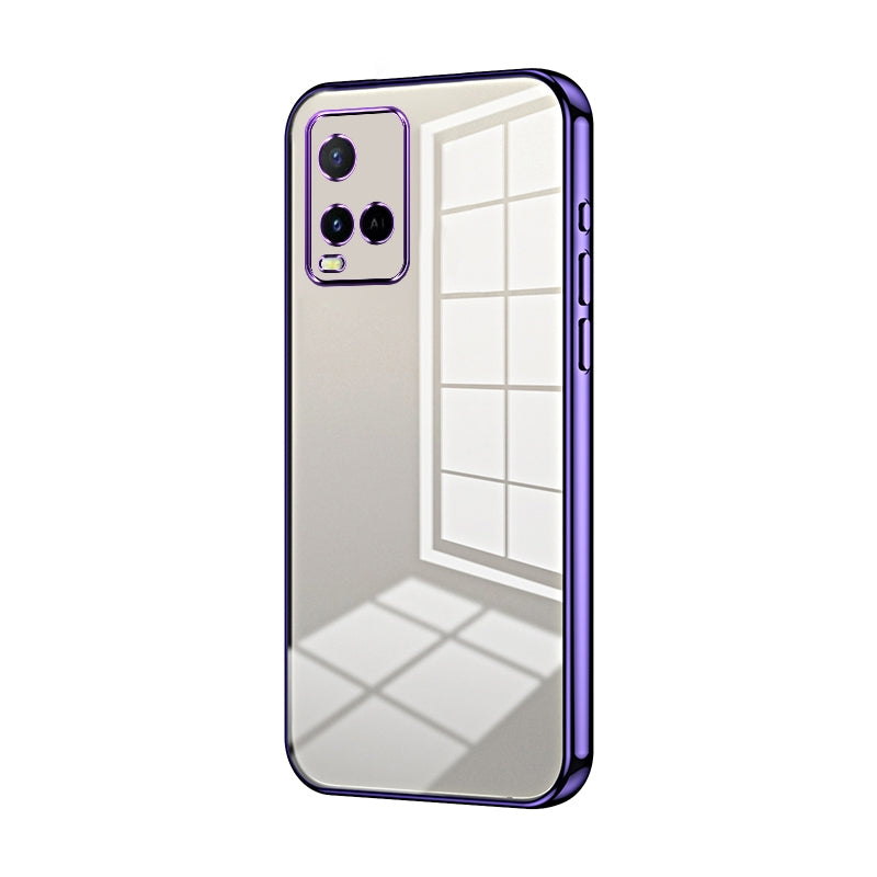 For vivo Y33s Phone Case with Transparent Plating and Fine Hole Design: Crystal Clear & Scratch-Resistant