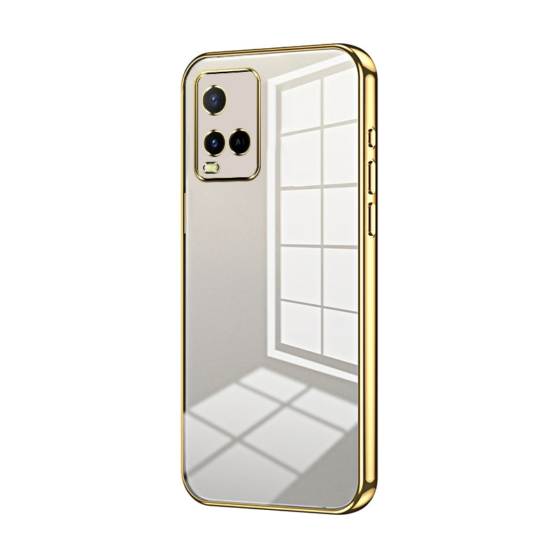 For vivo Y33s Phone Case with Transparent Plating and Fine Hole Design: Crystal Clear & Scratch-Resistant