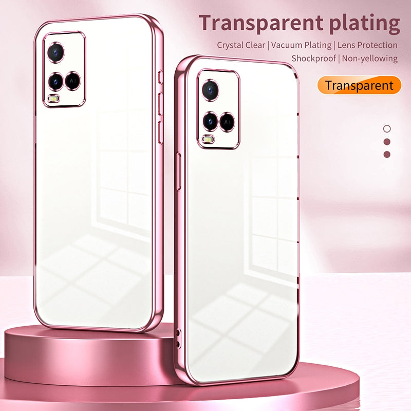 For vivo Y33s Phone Case with Transparent Plating and Fine Hole Design: Crystal Clear & Scratch-Resistant