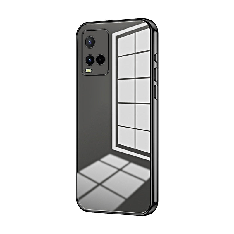 For vivo Y33s Phone Case with Transparent Plating and Fine Hole Design: Crystal Clear & Scratch-Resistant