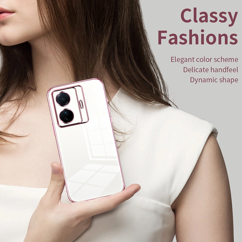 For vivo T1 Pro Phone Case with Transparent Plating and Fine Hole Design: Crystal Clear & Scratch-Resistant
