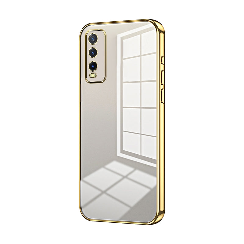 For vivo Y20 Phone Case with Transparent Plating and Fine Hole Design: Crystal Clear & Scratch-Resistant