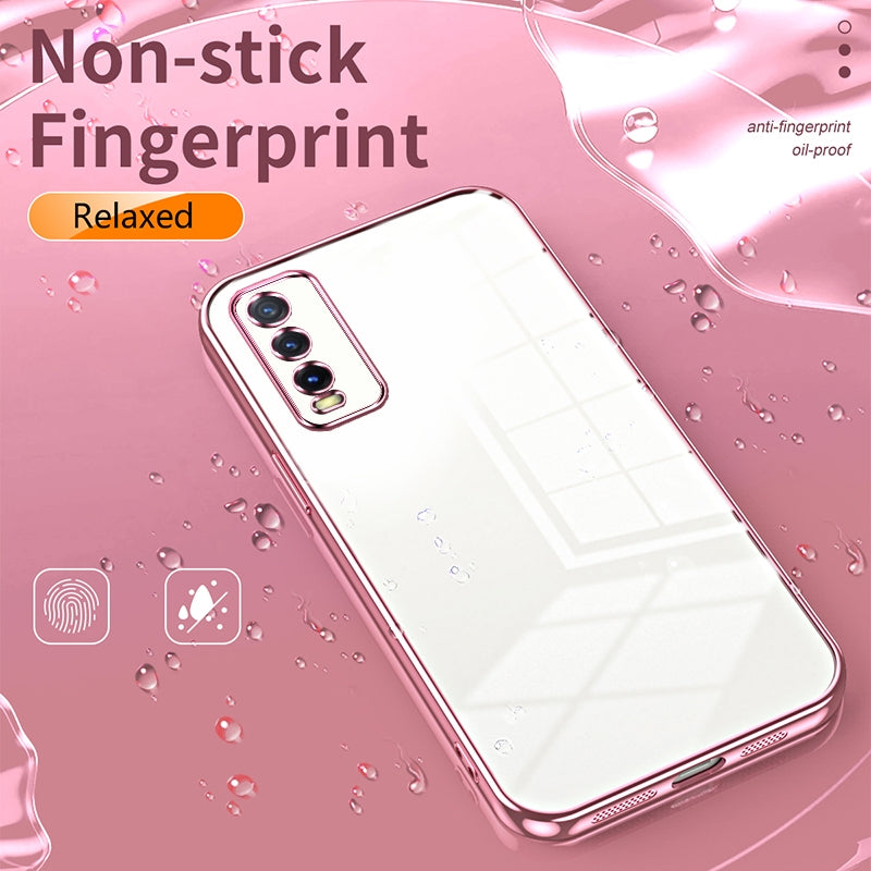 For vivo Y20 Phone Case with Transparent Plating and Fine Hole Design: Crystal Clear & Scratch-Resistant