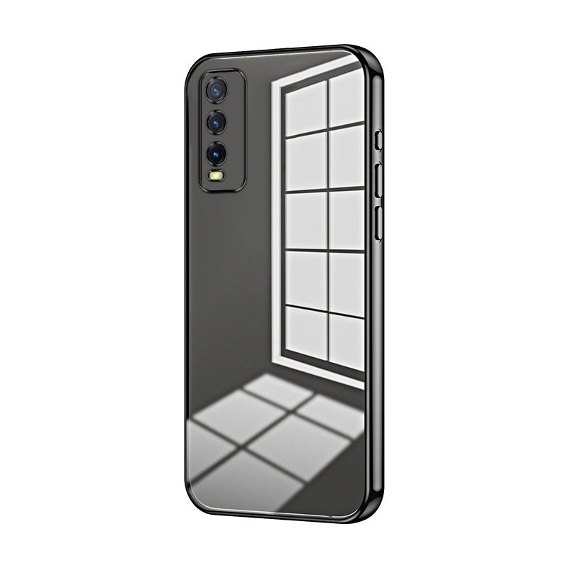 For vivo Y20 Phone Case with Transparent Plating and Fine Hole Design: Crystal Clear & Scratch-Resistant
