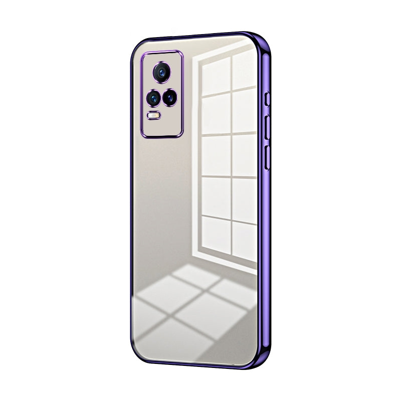 For vivo Y73 Phone Case with Transparent Plating and Fine Hole Design: Crystal Clear & Scratch-Resistant