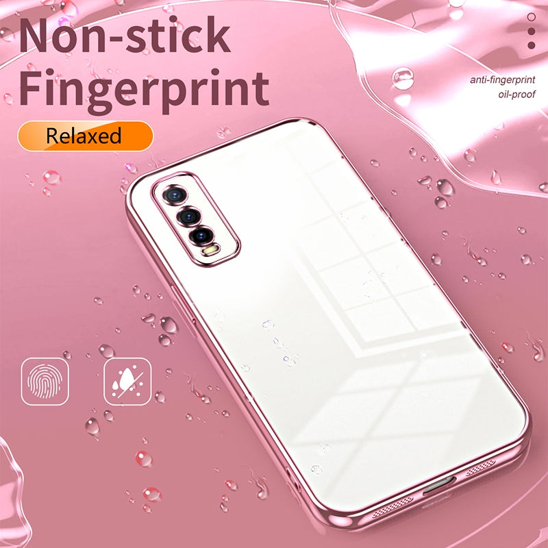 For vivo Y70t Phone Case with Transparent Plating and Fine Hole Design: Crystal Clear & Scratch-Resistant