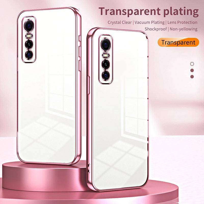 For vivo Y73s Phone Case with Transparent Plating and Fine Hole Design: Crystal Clear & Scratch-Resistant