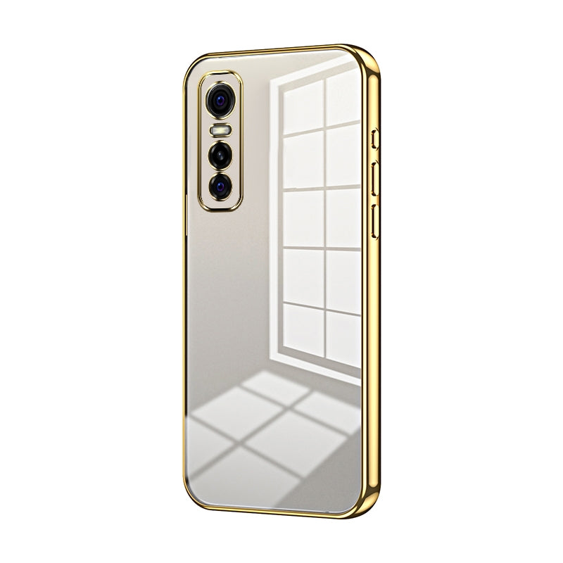 For vivo Y73s Phone Case with Transparent Plating and Fine Hole Design: Crystal Clear & Scratch-Resistant