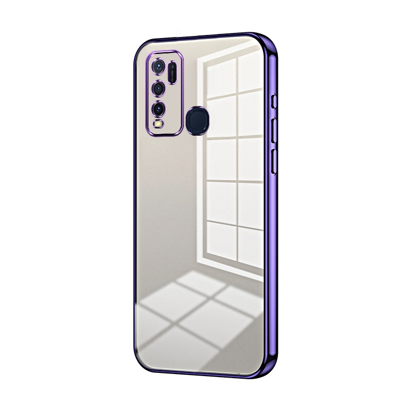 For vivo Y30 Phone Case with Transparent Plating and Fine Hole Design: Crystal Clear & Scratch-Resistant