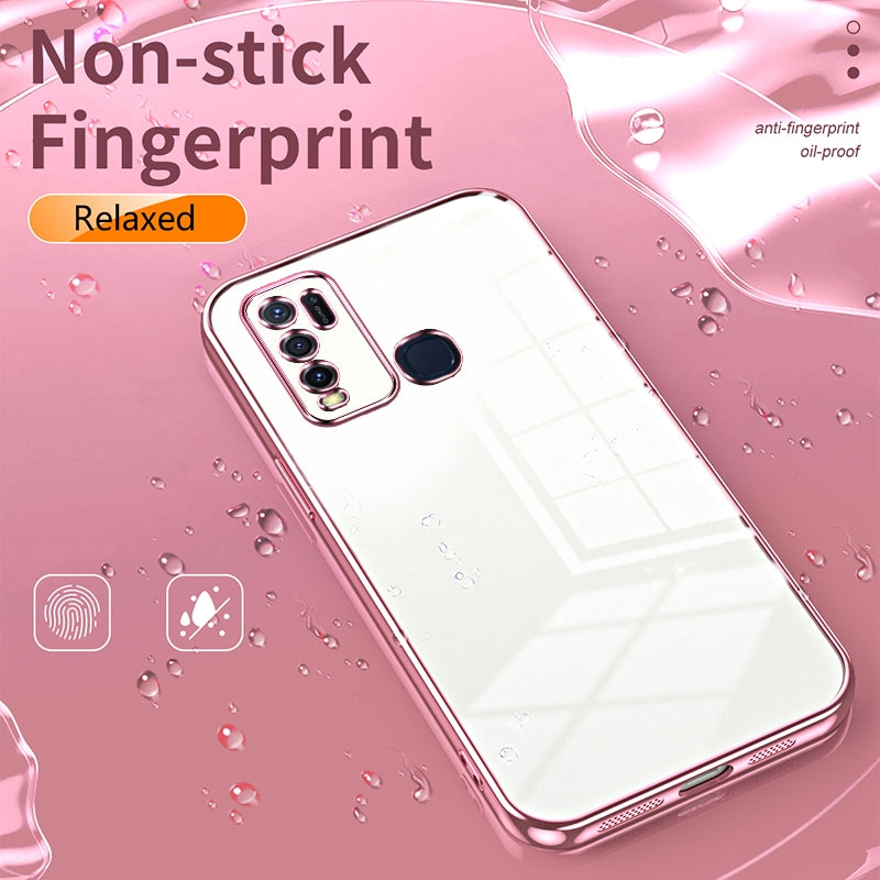 For vivo Y30 Phone Case with Transparent Plating and Fine Hole Design: Crystal Clear & Scratch-Resistant