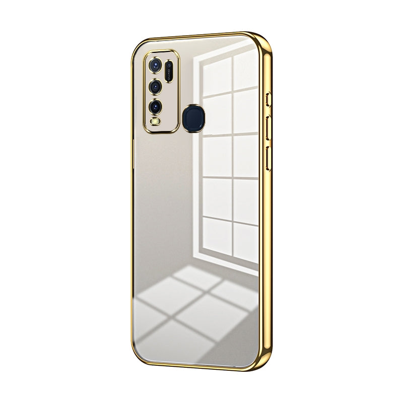For vivo Y30 Phone Case with Transparent Plating and Fine Hole Design: Crystal Clear & Scratch-Resistant