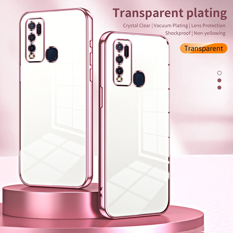 For vivo Y30 Phone Case with Transparent Plating and Fine Hole Design: Crystal Clear & Scratch-Resistant