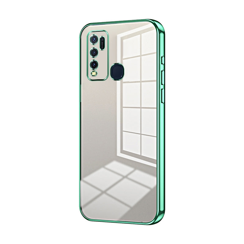 For vivo Y30 Phone Case with Transparent Plating and Fine Hole Design: Crystal Clear & Scratch-Resistant