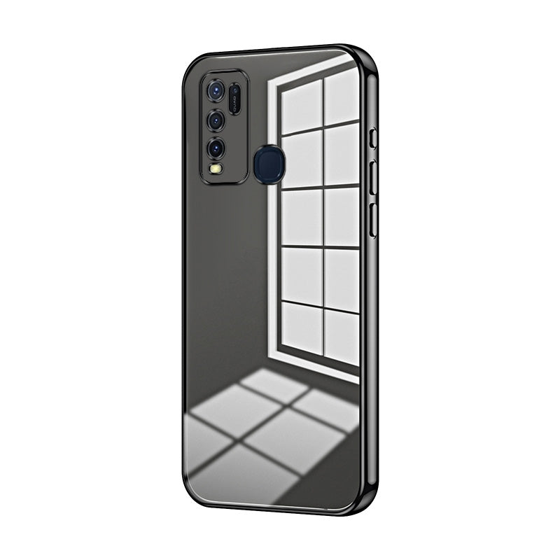 For vivo Y30 Phone Case with Transparent Plating and Fine Hole Design: Crystal Clear & Scratch-Resistant