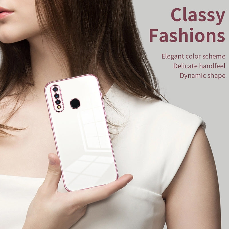 For vivo Y5s Phone Case with Transparent Plating and Fine Hole Design: Crystal Clear & Scratch-Resistant