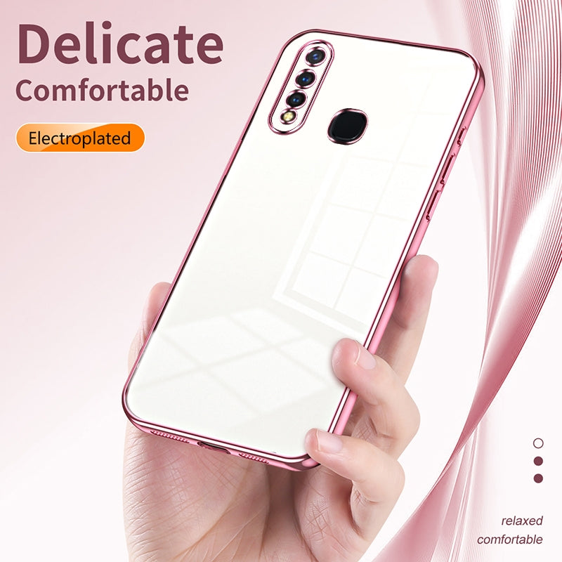 For vivo Y5s Phone Case with Transparent Plating and Fine Hole Design: Crystal Clear & Scratch-Resistant