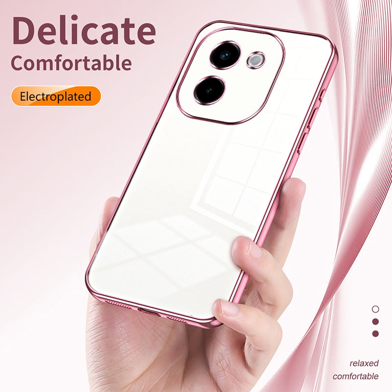 For vivo Y200 Phone Case with Transparent Plating and Fine Hole Design: Crystal Clear & Scratch-Resistant
