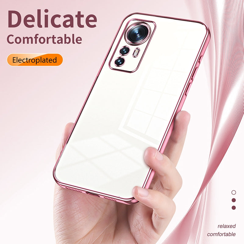 For Xiaomi 12 Phone Case with Transparent Plating and Fine Hole Design: Crystal Clear & Scratch-Resistant