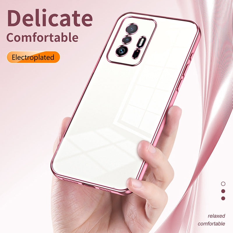 For Xiaomi 11T Phone Case with Transparent Plating and Fine Hole Design: Crystal Clear & Scratch-Resistant