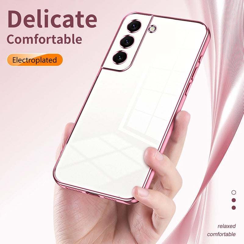 For Samsung Galaxy S22 5G Phone Case with Transparent Plating and Fine Hole Design: Crystal Clear & Scratch-Resistant