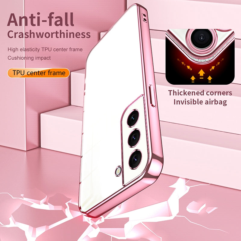 For Samsung Galaxy S22 5G Phone Case with Transparent Plating and Fine Hole Design: Crystal Clear & Scratch-Resistant