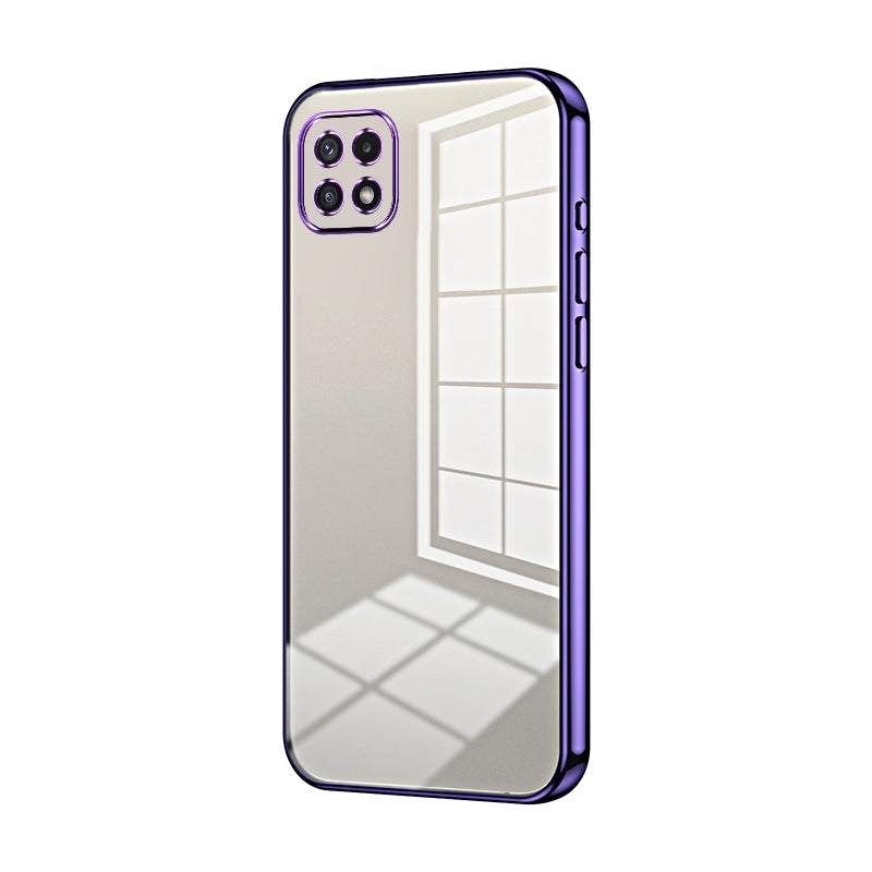 For Samsung Galaxy A22 5G Phone Case with Transparent Plating and Fine Hole Design: Crystal Clear & Scratch-Resistant
