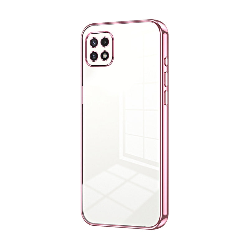 For Samsung Galaxy A22 5G Phone Case with Transparent Plating and Fine Hole Design: Crystal Clear & Scratch-Resistant