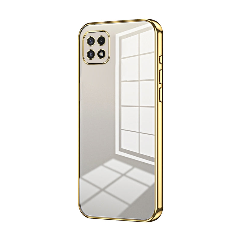 For Samsung Galaxy A22 5G Phone Case with Transparent Plating and Fine Hole Design: Crystal Clear & Scratch-Resistant
