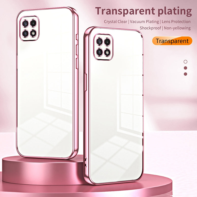 For Samsung Galaxy A22 5G Phone Case with Transparent Plating and Fine Hole Design: Crystal Clear & Scratch-Resistant