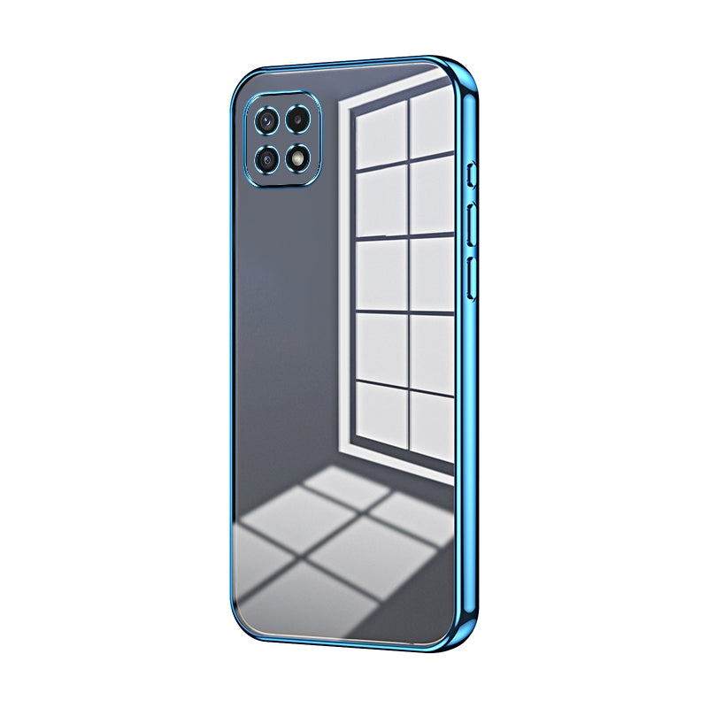 For Samsung Galaxy A22 5G Phone Case with Transparent Plating and Fine Hole Design: Crystal Clear & Scratch-Resistant