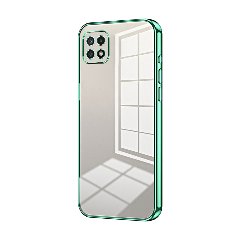 For Samsung Galaxy A22 5G Phone Case with Transparent Plating and Fine Hole Design: Crystal Clear & Scratch-Resistant