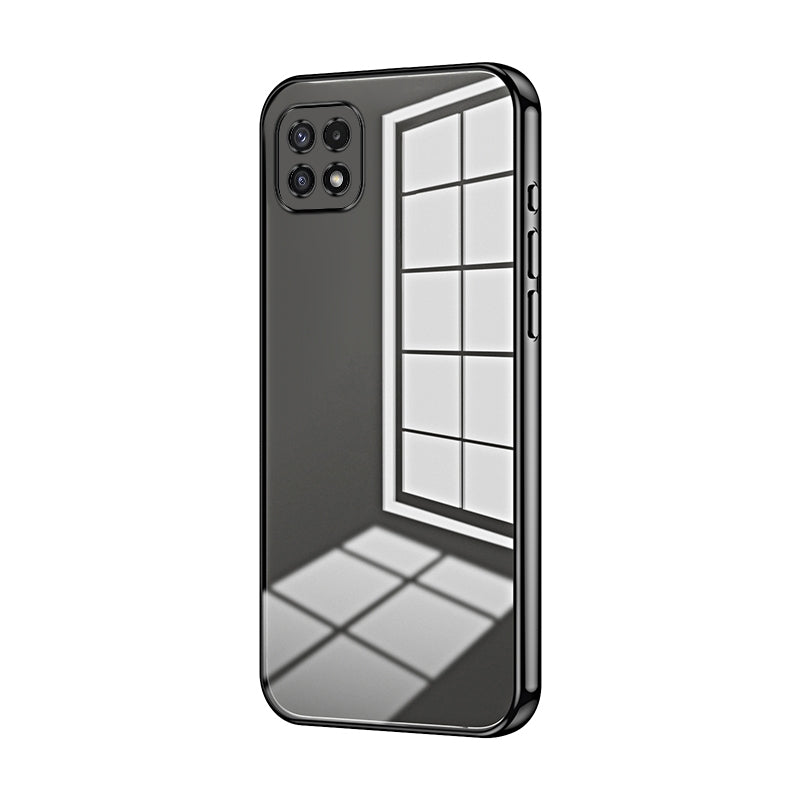 For Samsung Galaxy A22 5G Phone Case with Transparent Plating and Fine Hole Design: Crystal Clear & Scratch-Resistant