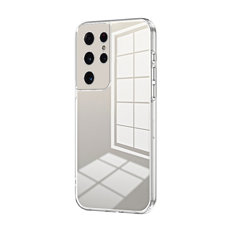 For Samsung Galaxy S21 Ultra 5G Phone Case with Transparent Plating and Fine Hole Design: Crystal Clear & Scratch-Resistant