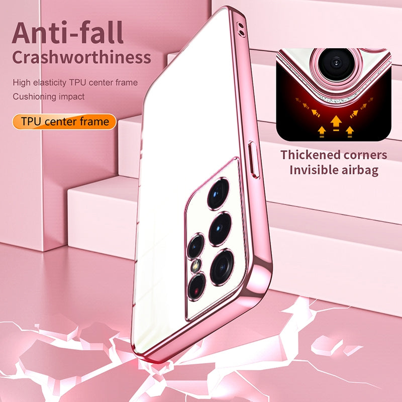 For Samsung Galaxy S21 Ultra 5G Phone Case with Transparent Plating and Fine Hole Design: Crystal Clear & Scratch-Resistant