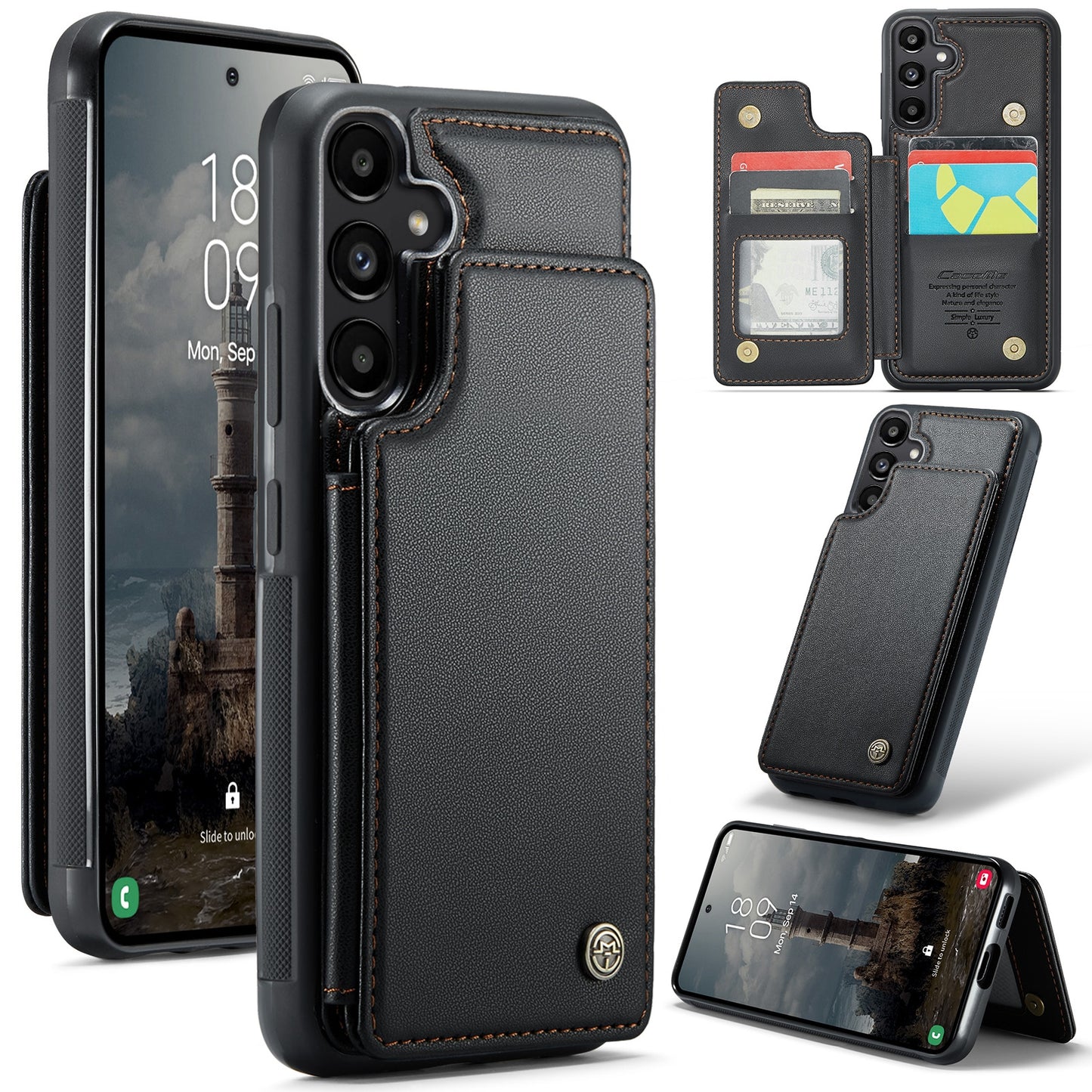 For Samsung Galaxy A55 5G CaseMe C22 Card Slots Holder RFID Anti-theft Phone Case