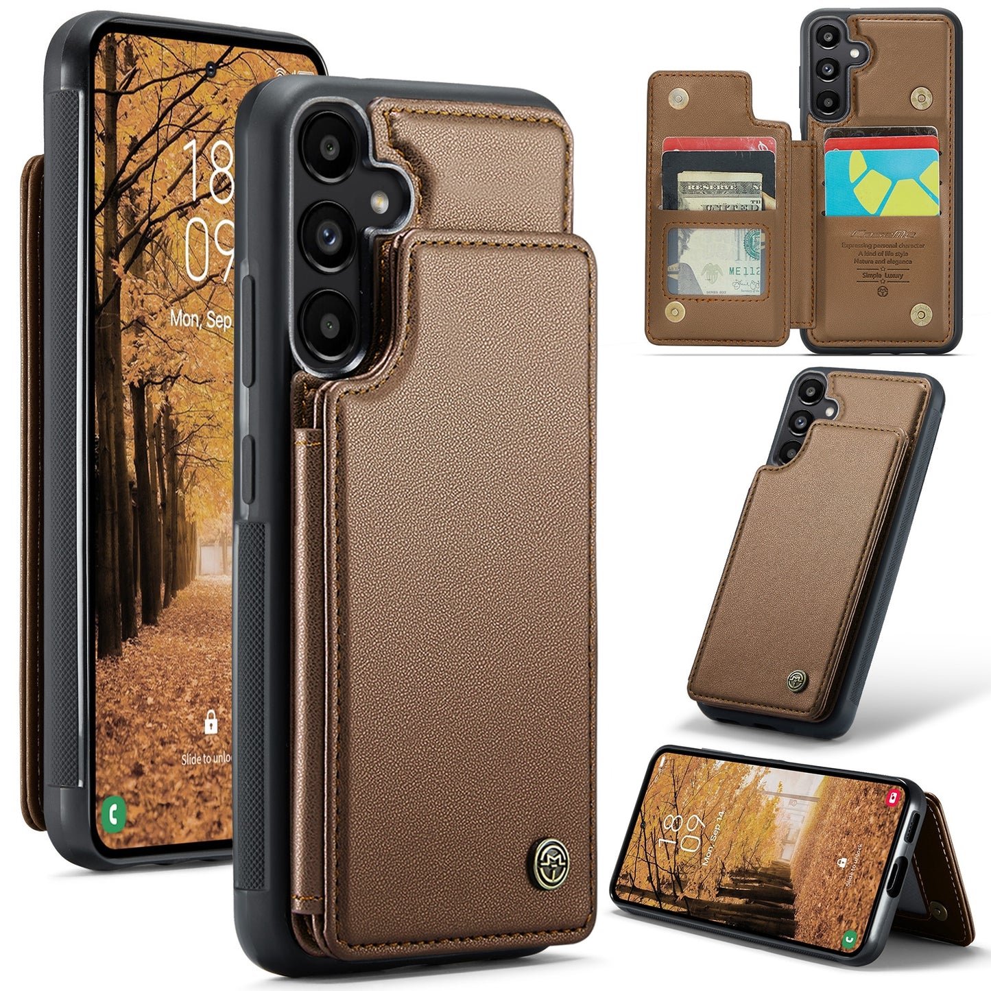 For Samsung Galaxy A55 5G CaseMe C22 Card Slots Holder RFID Anti-theft Phone Case