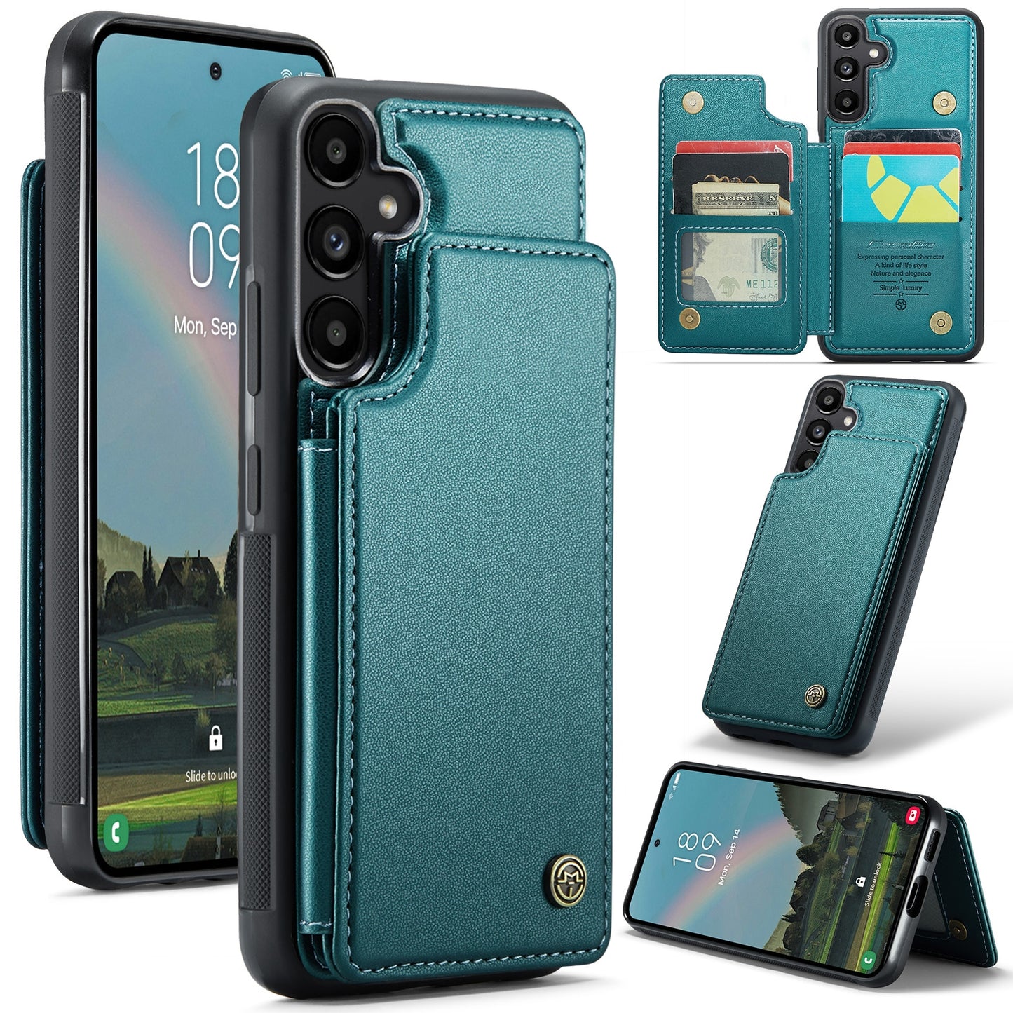 For Samsung Galaxy A55 5G CaseMe C22 Card Slots Holder RFID Anti-theft Phone Case