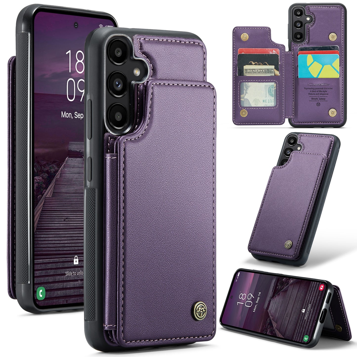 For Samsung Galaxy A55 5G CaseMe C22 Card Slots Holder RFID Anti-theft Phone Case