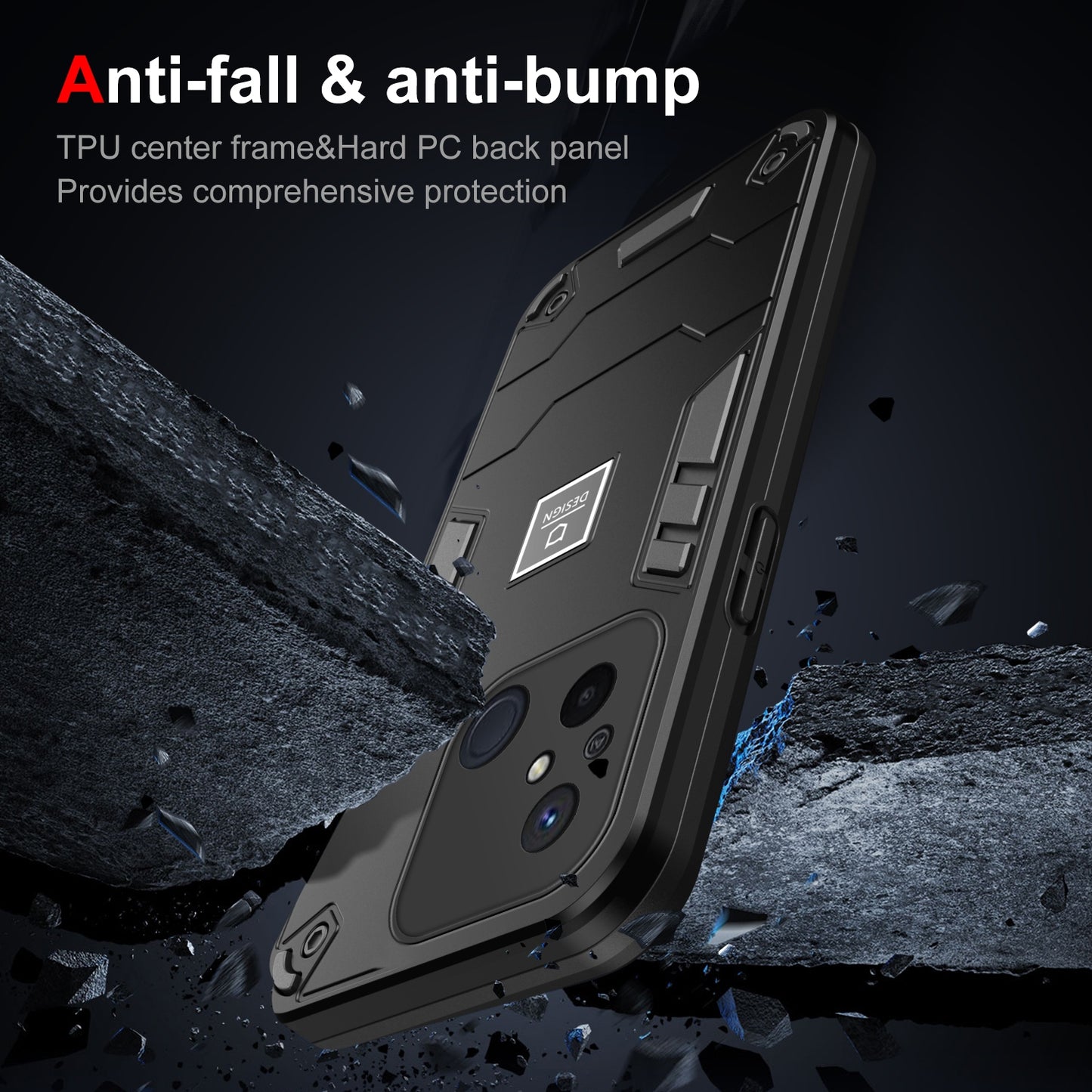 Xiaomi Redmi 12C Shockproof Phone Case with Dual-Layer Protection, TPU+PC Material, Durable, Stylish Design & Lightweight Structure