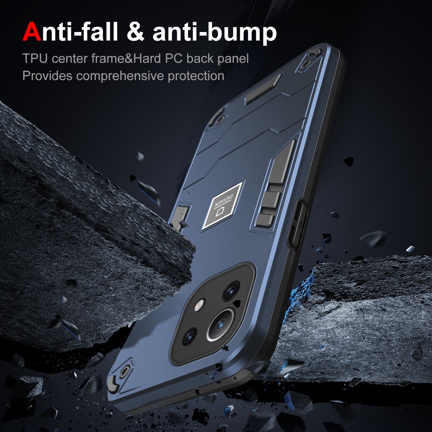 For Xiaomi 11 Lite Shockproof Phone Case with Dual-Layer Protection, TPU+PC Material, Durable, Stylish Design & Lightweight Structure