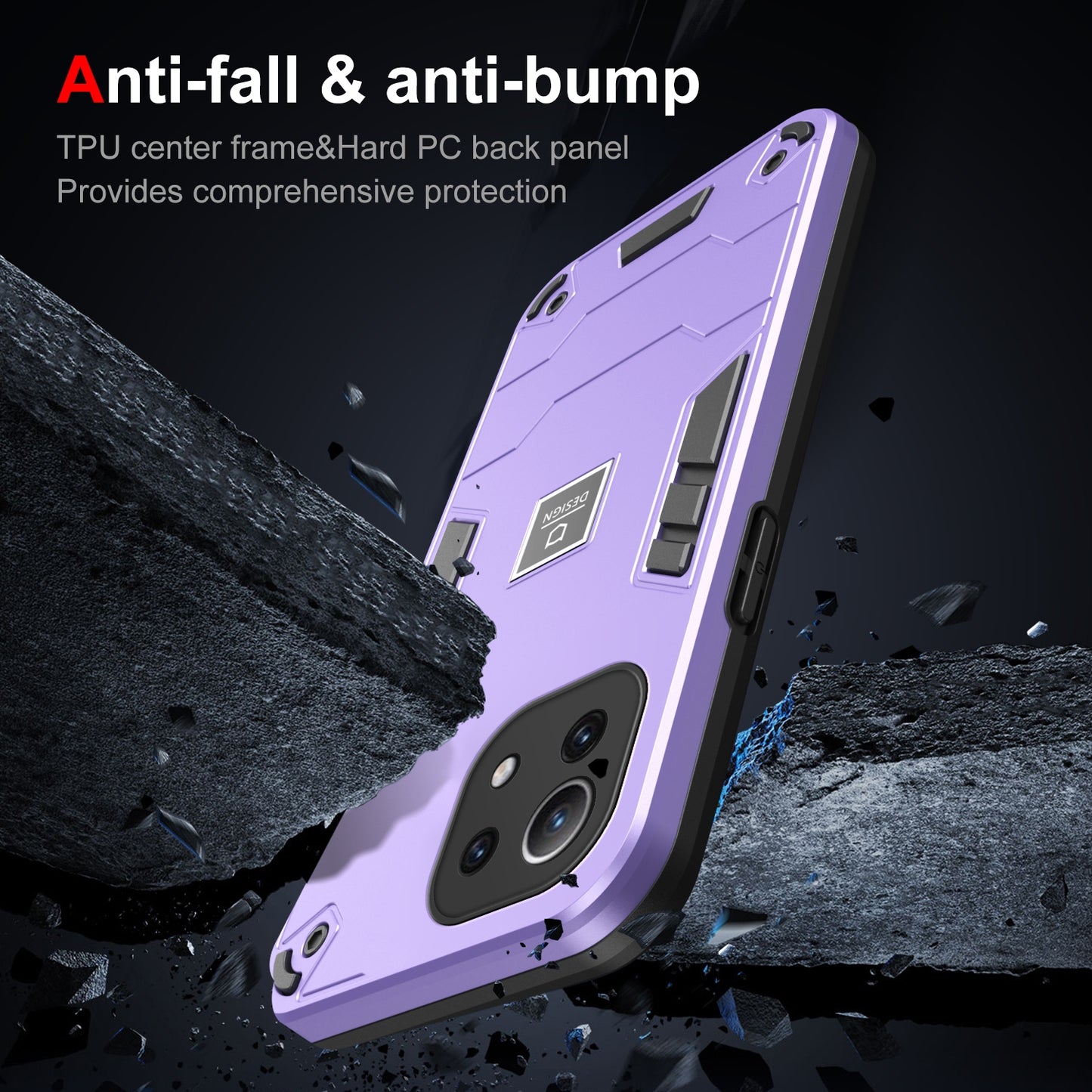 For Xiaomi 11 Lite Shockproof Phone Case with Dual-Layer Protection, TPU+PC Material, Durable, Stylish Design & Lightweight Structure